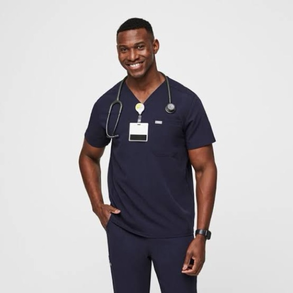 Figs Technical Collection Mens One-Pocket Scrub Top Navy Sz S